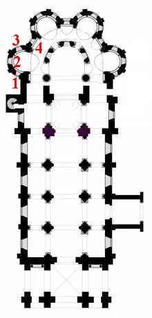 plan des vitraux de la chapelle nord